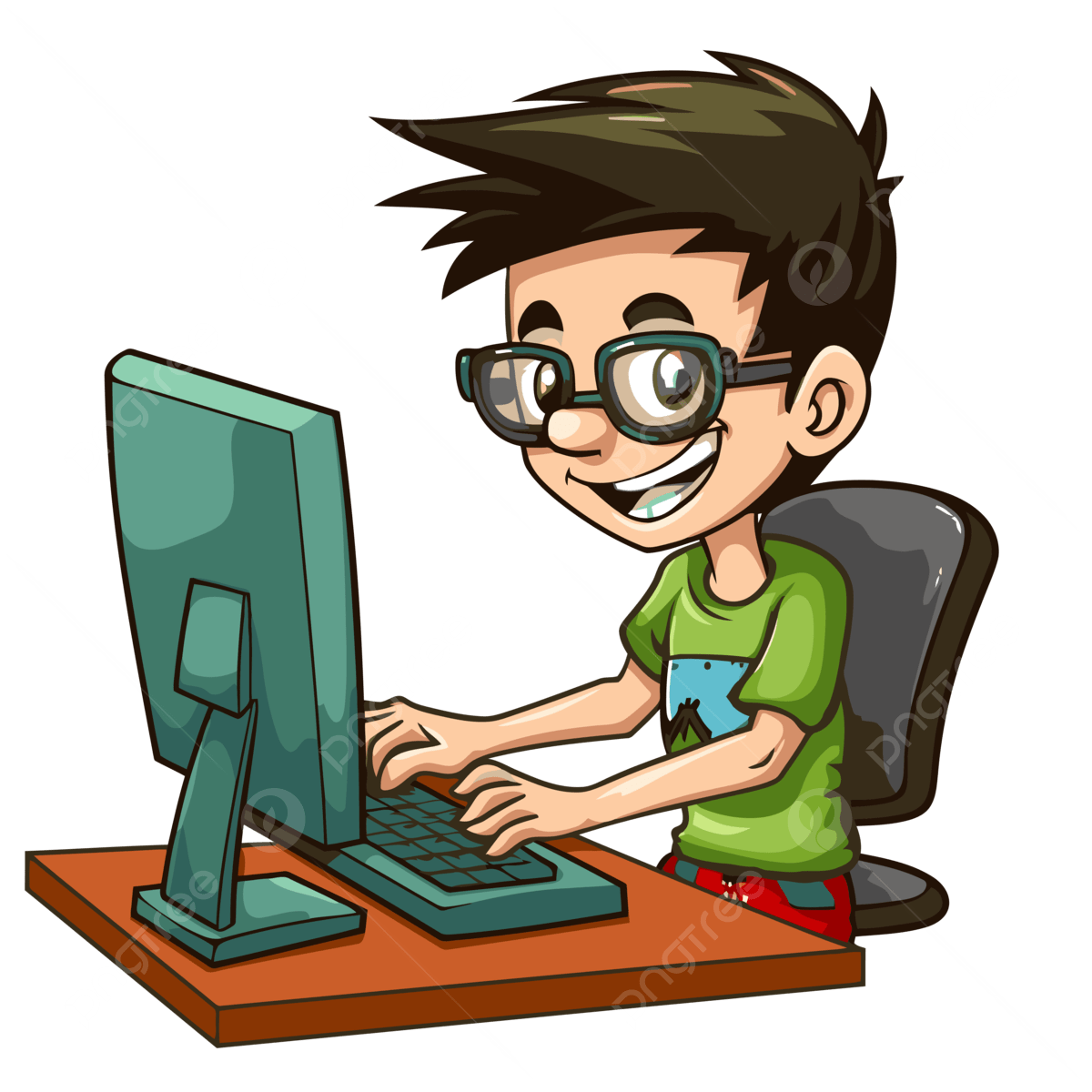 Criança a digitar
